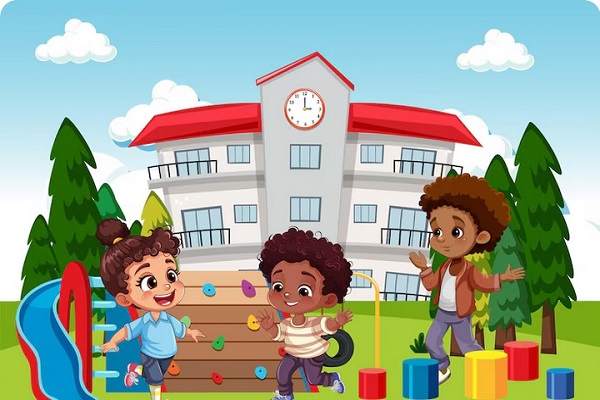 Happy students learning